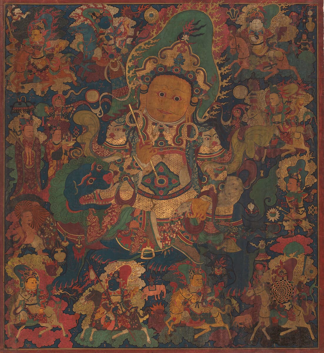 財寶天王與眷屬唐卡,15 世紀,西藏,大都會博物館藏